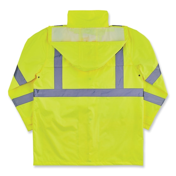 GloWear 8366 Class 3 Lightweight Hi-Vis Rain Jacket, Polyester, Large, Lime